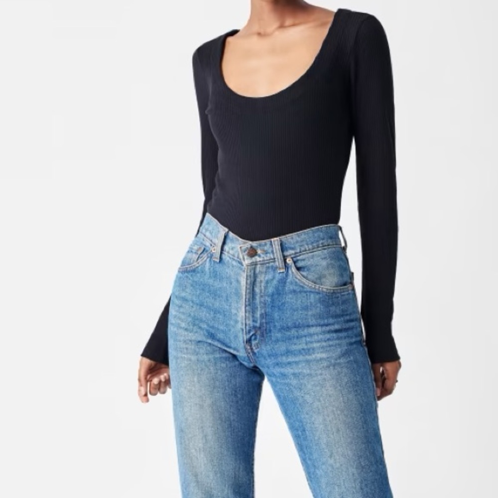 Faherty Brand Legend Ribbed Soft Stretchy Ballerina Neck Monroe Bodysuit $98 NWT